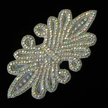 

Hot Sale AB Stone Crystal Rhinestone Applique Silver Settings shinning rhinestone embellishment For Bridal Hair Decoration