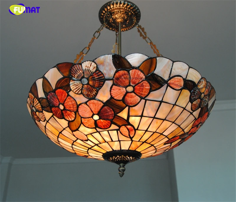 Фумат 21 &quotTiffany Shell Shade люстры Европейское Внутреннее освещение натуральный