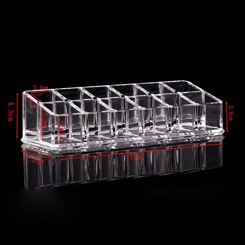 Прозрачный органайзер для губной помады 12 Ячеек|makeup organizer|cosmetic makeup organizerstorage box |