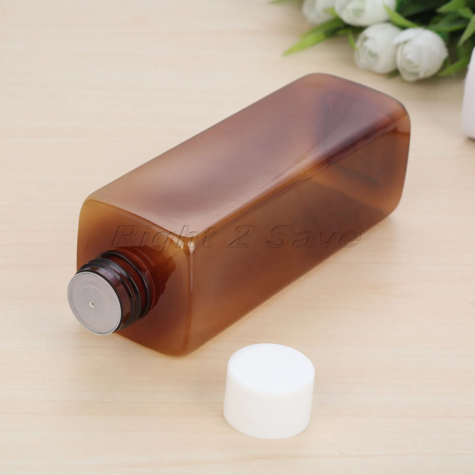 Пластиковая бутылочка квадратной формы 250 мл, внутренняя крышка, косметические контейнеры для путешествий, портативный крем, лосьон для душа, многоразовый инструмент для макияжа - Цвет: White Cover Brown