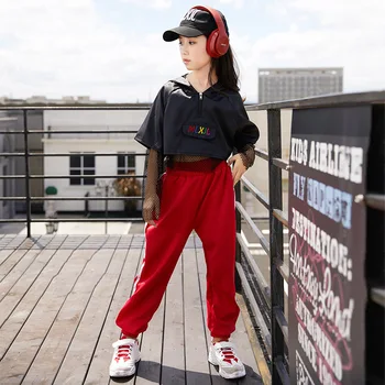 

New Girls Jazz Dance Costumes Kids Hip Hop Dance Clothes Children Street Dance Performance Outfit Kids Catwalk Show Wear DQL593