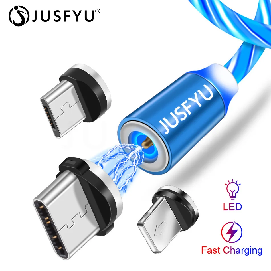 

LED Lighting Magnetic Charging Micro USB Cable Fast Charging USB Type c Cable For Iphone 7 8 6 6s Plus X XR XS Max Charger Cable