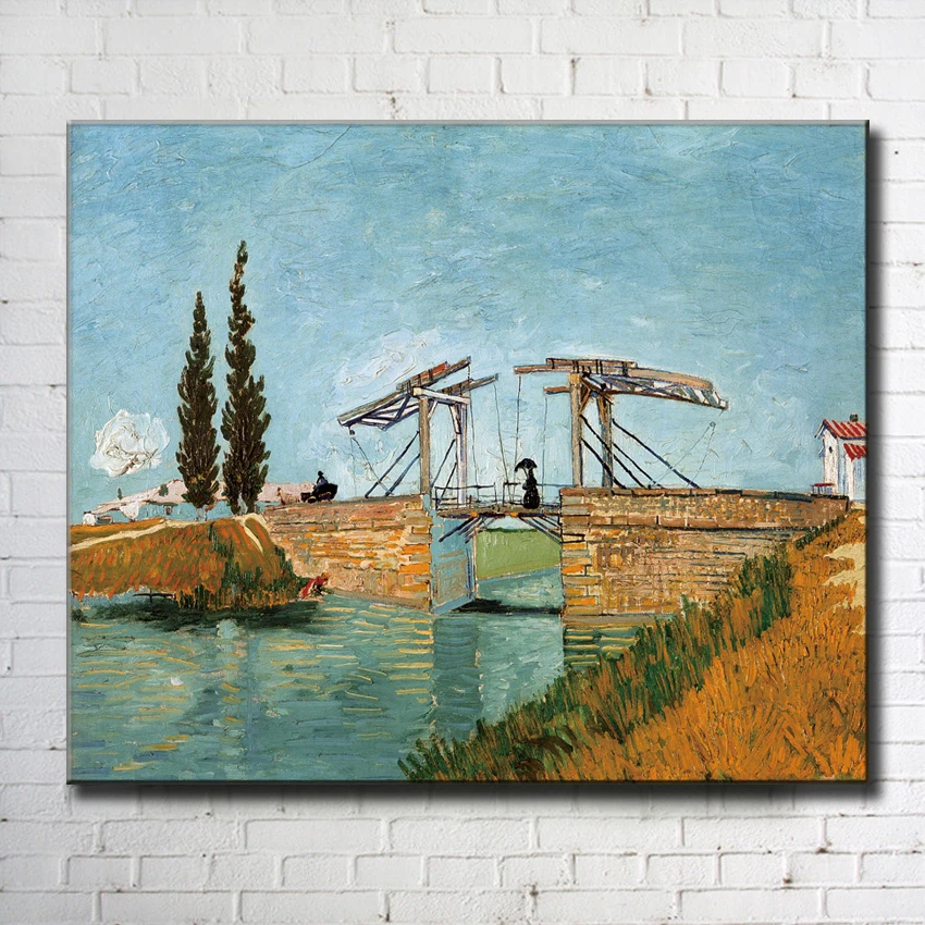 impression Van suspension bridge river landscape canvas printings oil painting printed on wall art decoration pictures | Дом и сад