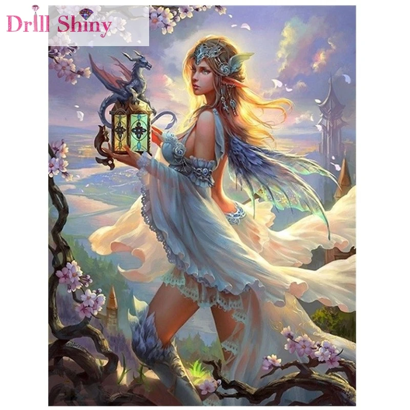 

Diamond Painting Kit Dragon Girl Square Diamond Rhinestones Cross Stitch Kit 5D Diamond Embroidery Mosaic Needlework