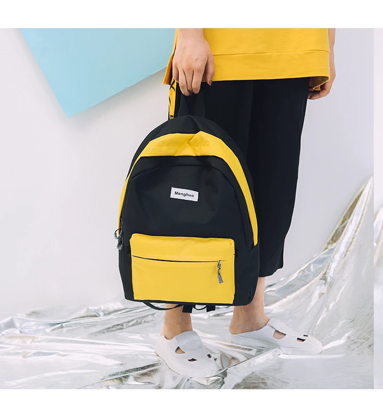 Menghuo Brand New Patchwork Women Backpacks Canvas Backpack Girls Rucksack School Backpacks for College Student Mochila Feminina (6)