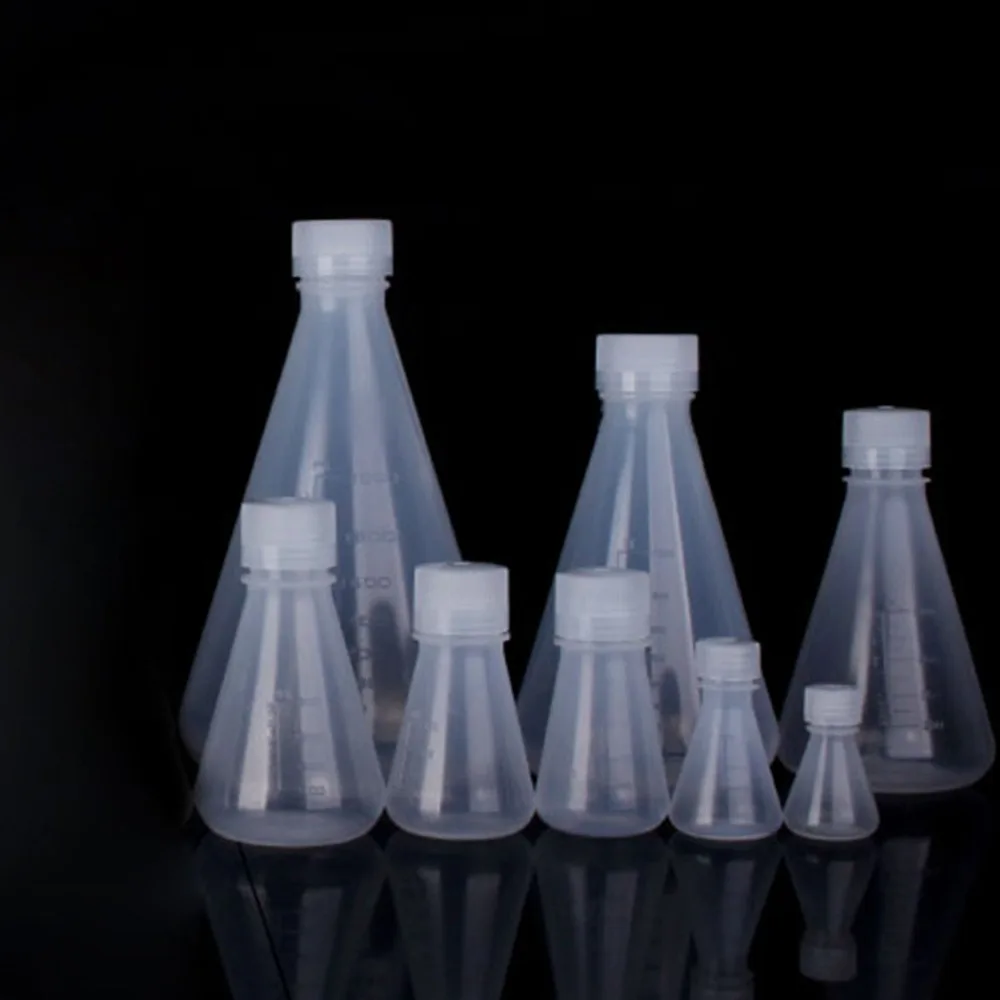 

2pcs/lot 25-2000ML PP Conical Erlenmeyer Flask With Cap Lab Teaching Experiment