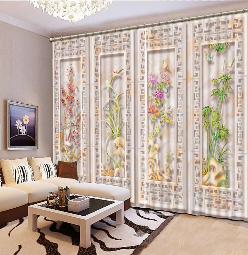 

Chinese Curtains Bathroom Window Curtain bamboo 3D Curtains For Living room Bedroom Wedding room 3d Window Curtains