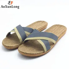 Весенние мужские тапочки; льняные плетеные домашние тапочки; пляжные мужские сандалии; Повседневная обувь; мужские вьетнамки; европейские размеры 44-45; zapatos hombre; Вьетнамки; s