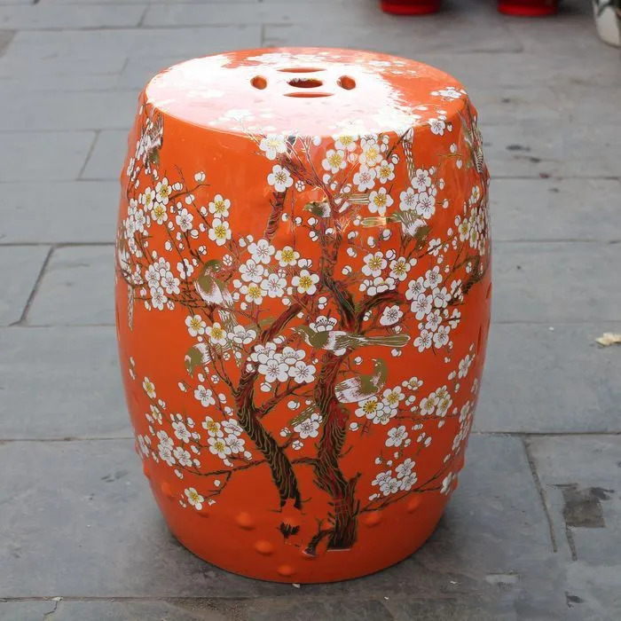Jingdezhen ceramic Antique home drum porcelain garden stool Glazed hand painted round garden furniture set ceramic garden stool (1)