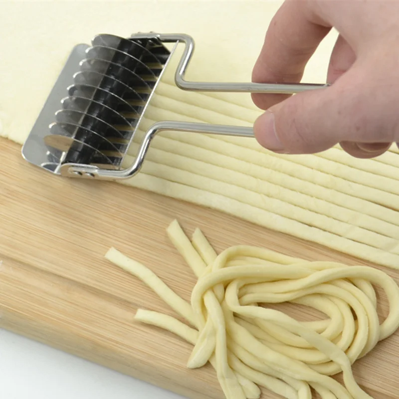 Stainless Steel Noodle Lattice Roller Dough Cutter Pasta Spaghetti