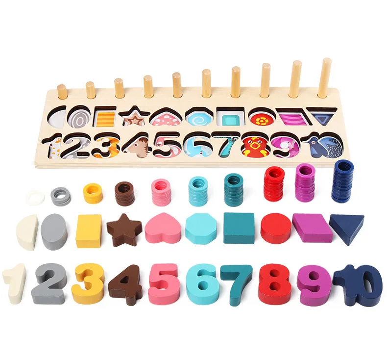 Многофункциональная цветная форма цифровая доска соответствия деревянная игрушка детский сад Детские Обучающие математике игрушки для детей Подарки