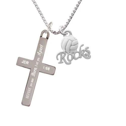 Enamel Volleyball ''Rocks'' - I Set You Apart - Cross Necklace (1)