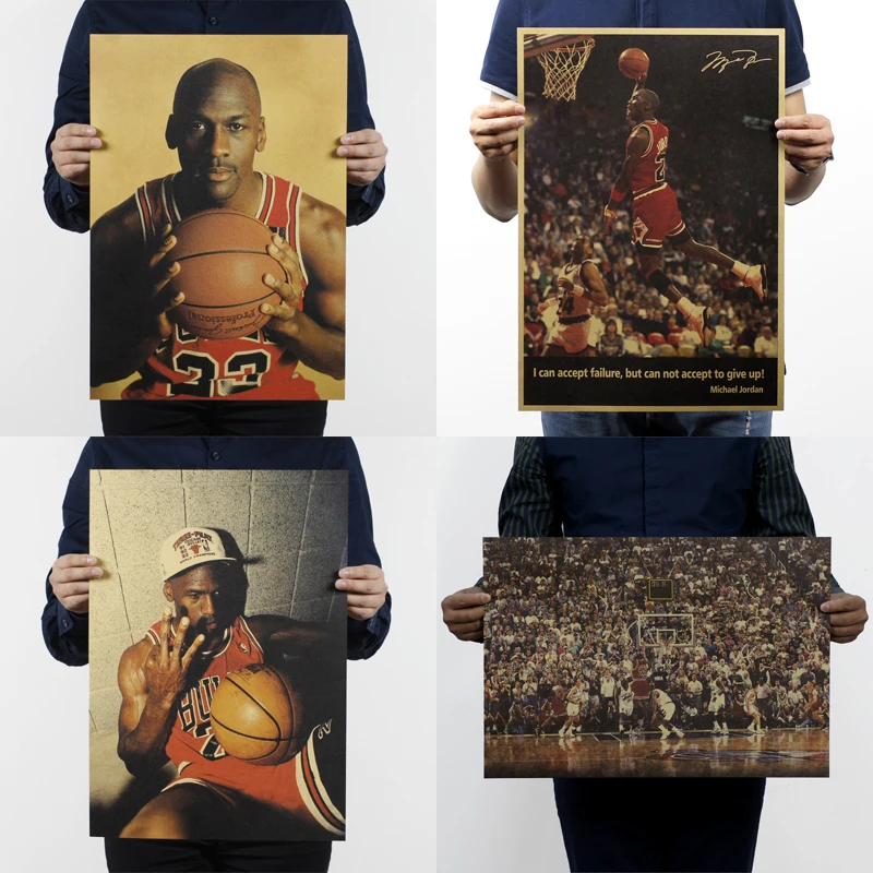 

51x35.5cm Kraft Paper Star never give up,slam dunk Vintage Retro Posters Printing Boys Room Wall Decorations Decorative Painting