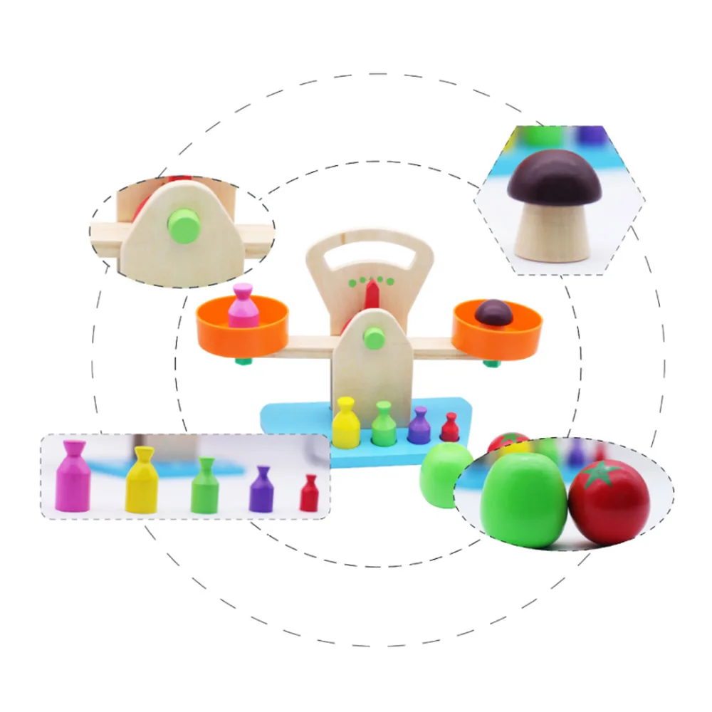 

Wooden Simulation Balance Scale Wooden Measure Weight Toy Children Early Education Intelligence Tool