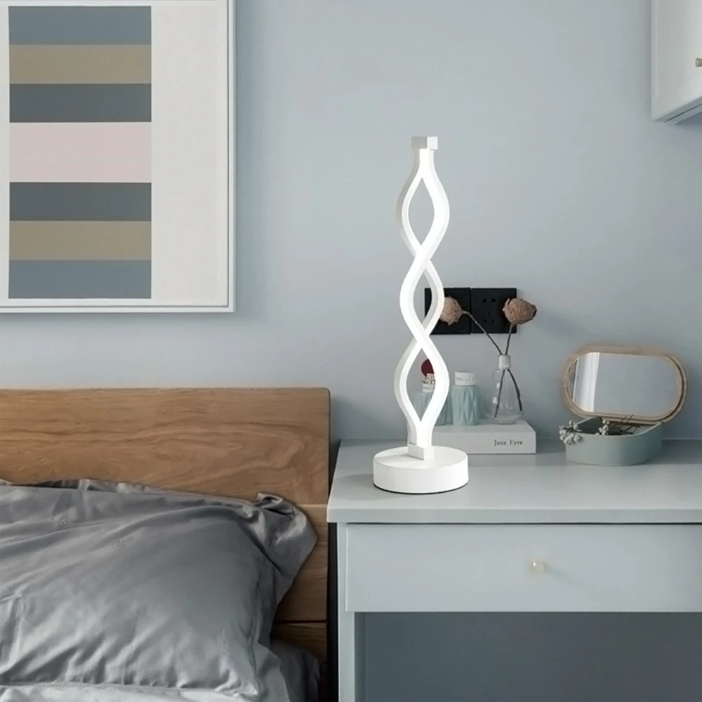 Candeeiro de Mesa Proteção para os Olhos Moderno Quarto Estudo Lâmpada Cabeceira Minimalista Acrílico Alumínio Eua - ue Plug 18 w Led 12 Luminárias de mesa
