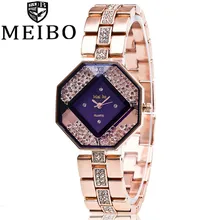 MEIBO Luxury Brand Fashion Rhinestone Rose Gold Stainless Steel Wrist font b Watch b font font