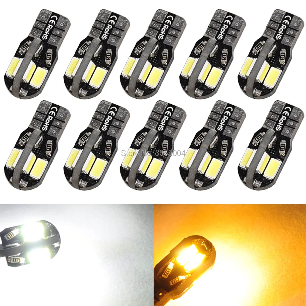 

10PCS Canbus Error Free T10 8 5730 SMD LED Car Side Wedge Light Lamp Bulb White/Warm White