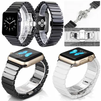 

Ceramic Watchband for Apple Watch 40mm 44mm 38mm 42mm Smart Watch Band Link Strap Bracelet Ceramic Links Watchband for IWatch