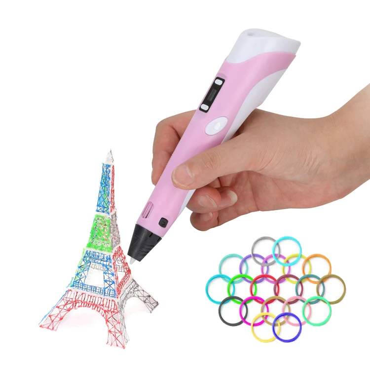 

KYY 3D printing pen 1.75mm 100M 20 color PLA Smart 3d drawing pens with Filament LED Display for the Kids gifts