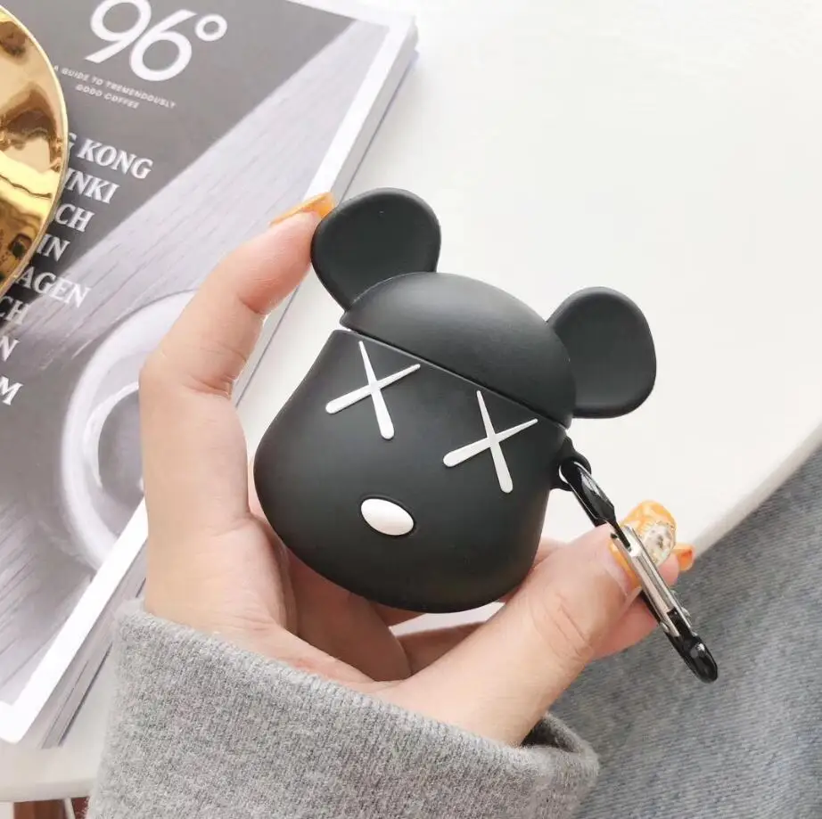 Cartoon Bear TPU Silicone Bluetooth Wireless Earphone Case For AirPods 1 2 Protective cute Cover for Apple airpods Charging Box