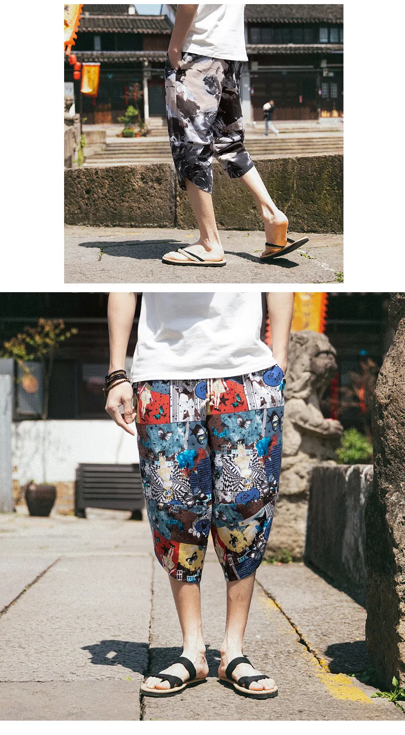 Sinicism Store Харадзюку 5XL шаровары мужские 2019 летние хлопковые льняные винтажные мешковатые джоггеры Японская уличная Повседневная Толстовка