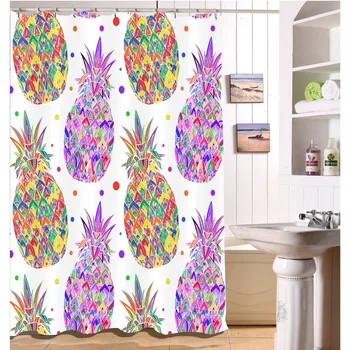 

LB 72'' Purple Tropical Fruit Pineapple Shower Curtains Washable Bathroom Curtain Waterproof Polyester Fabric for Bathtub Decor