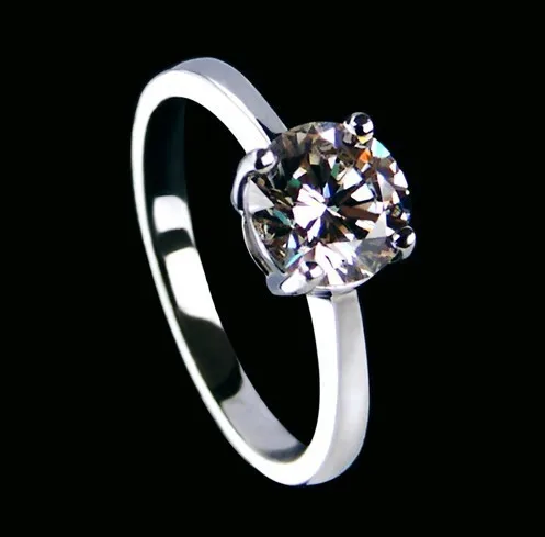 

1Carat Round Brilliant Fine Diamond Engagement Ring Solid Sterling Silver With White Gold Plate Never Fade Or Discolor