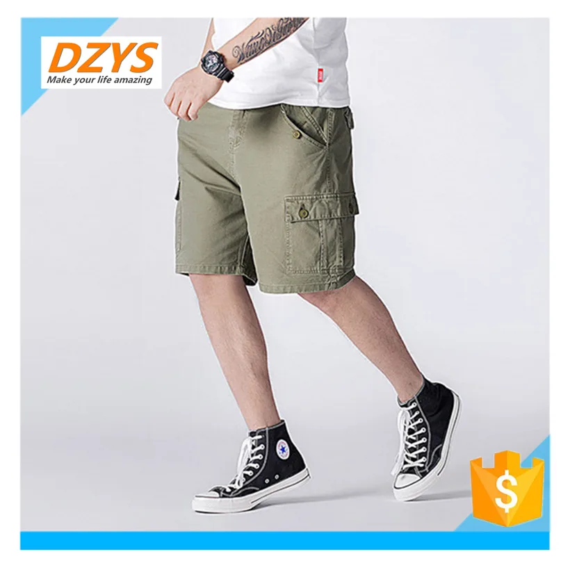 DZYS-JF Лето, Мульти-мешок инструмента Мужская Ретро-тенденции Армейский зеленый повседневные однотонные мужские Шорты