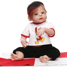 23 Inch/57cm Realistic boy baby reborn dolls full full silicone body rooted mohair dolls for girls toys bebe gift bonecas