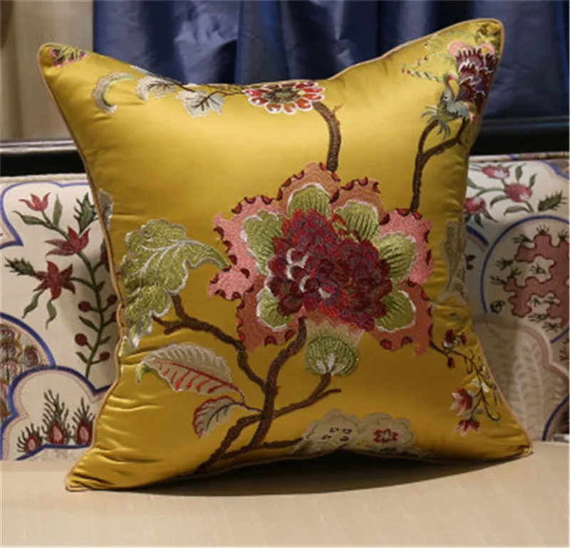 Роскошный Шикарный чехол для подушки с вышивкой Цветок Птица цветение дизайн Capa de Dlmofada диван автомобиля постельные принадлежности декоративный бросок Чехол для подушки