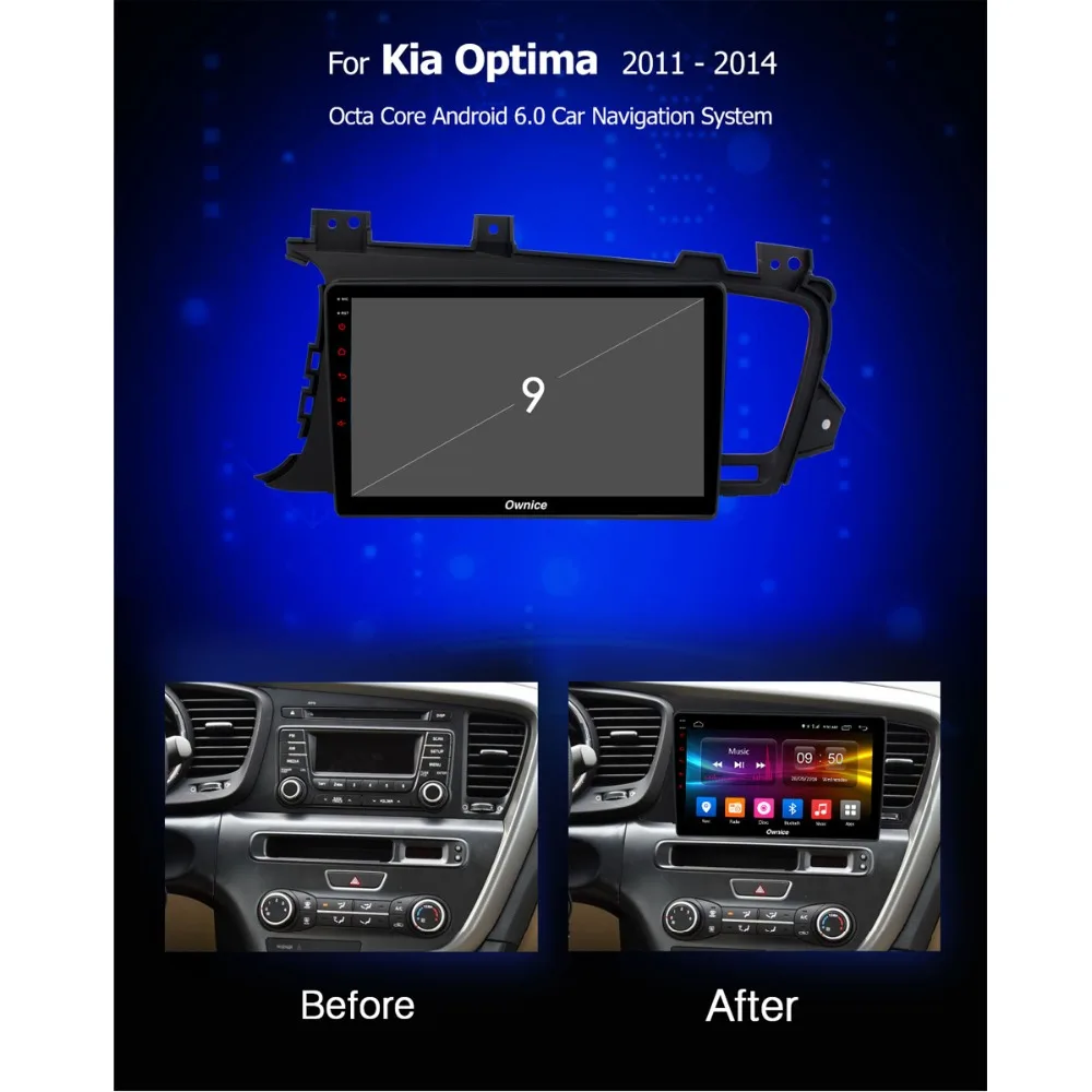 Discount 9" IPS Android 9.0 Octa Core 4GB RAM+32GB ROM Car DVD Player For Kia K5 2011-2015 Optima GPS Navi ADAS Radio Stereo DSP CarPlay 1