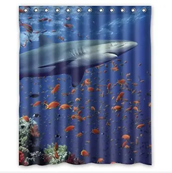 

Cool Great White Shark Waterproof Bathroom Custom Shower Curtain 60"(w) x 72(h)" inches