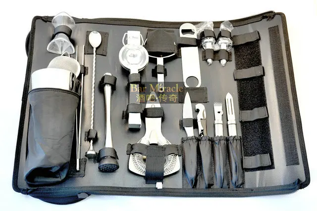 Professional Bartender Toolkit 16 Pcs American Tool Kit Professional Bartender Toolkit 16 Pcs American Tool Kit Shaker Spoon Long Folder Manual Juicer Triangle Mesh Filter In Mage Relaxation From