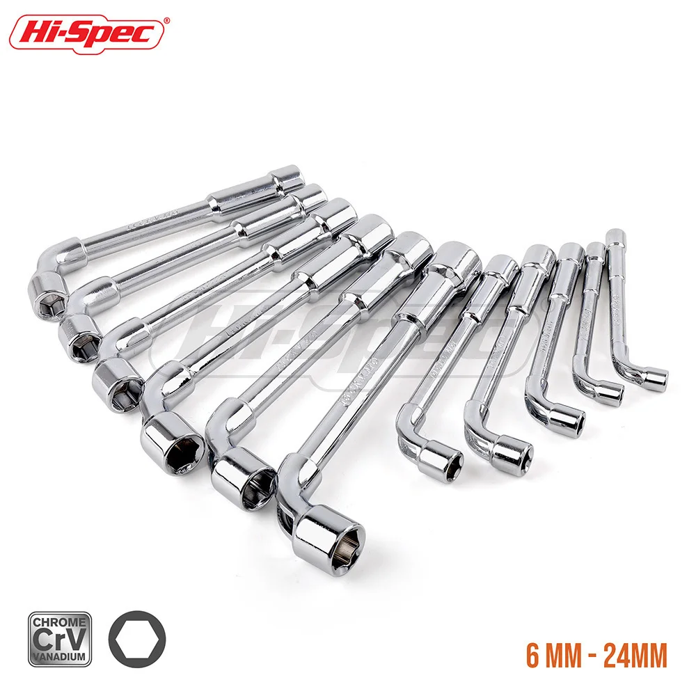 

Hi-Spec 6-24mm L Shaped Socket Wrench Tubular Angled Wrench Double End Hex Socket Wrench Hexagonal Spanner Hex Key Set