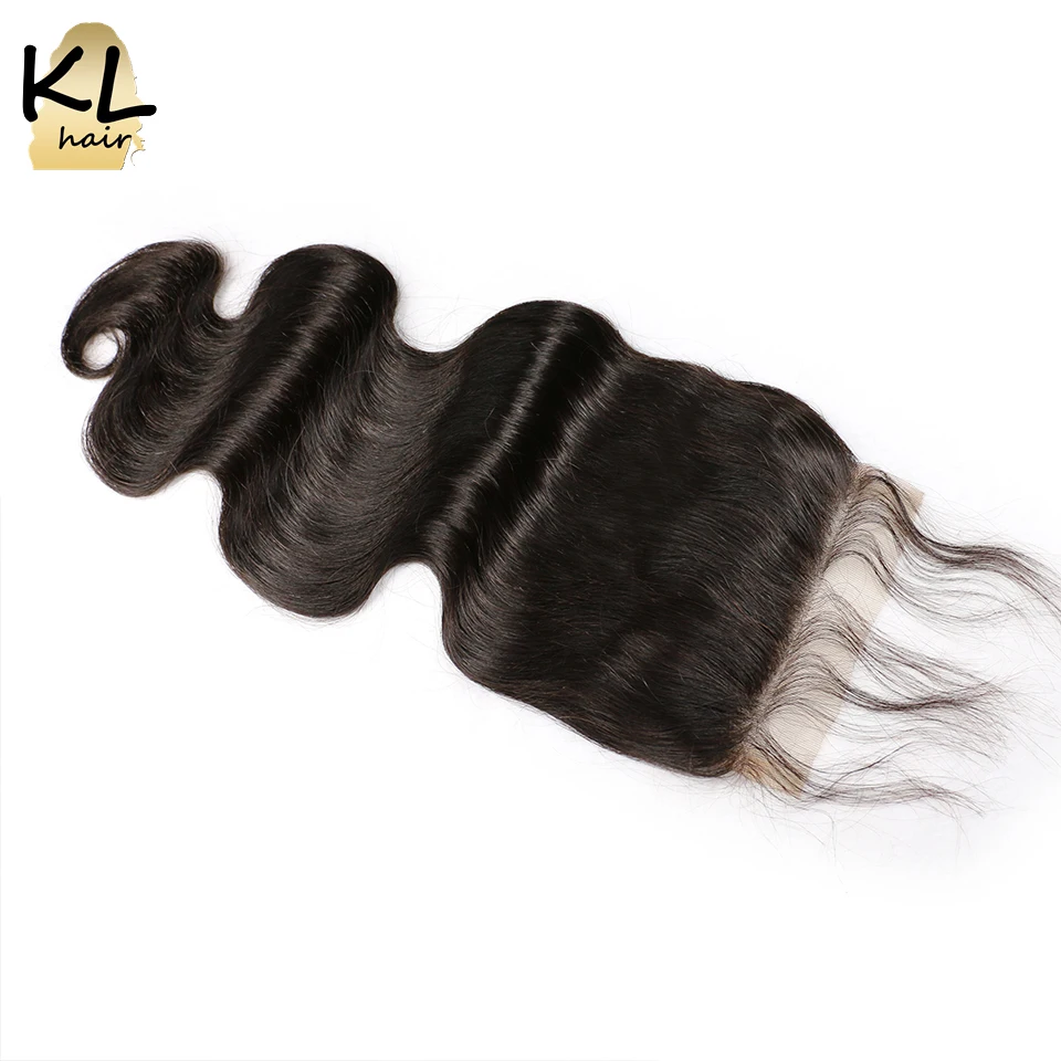 KL Hair 5x5 объемная волна Кружева Закрытие свободная часть человеческих волос натуральный цвет бразильские волосы remy закрытие отбеленные узлы с детскими волосами