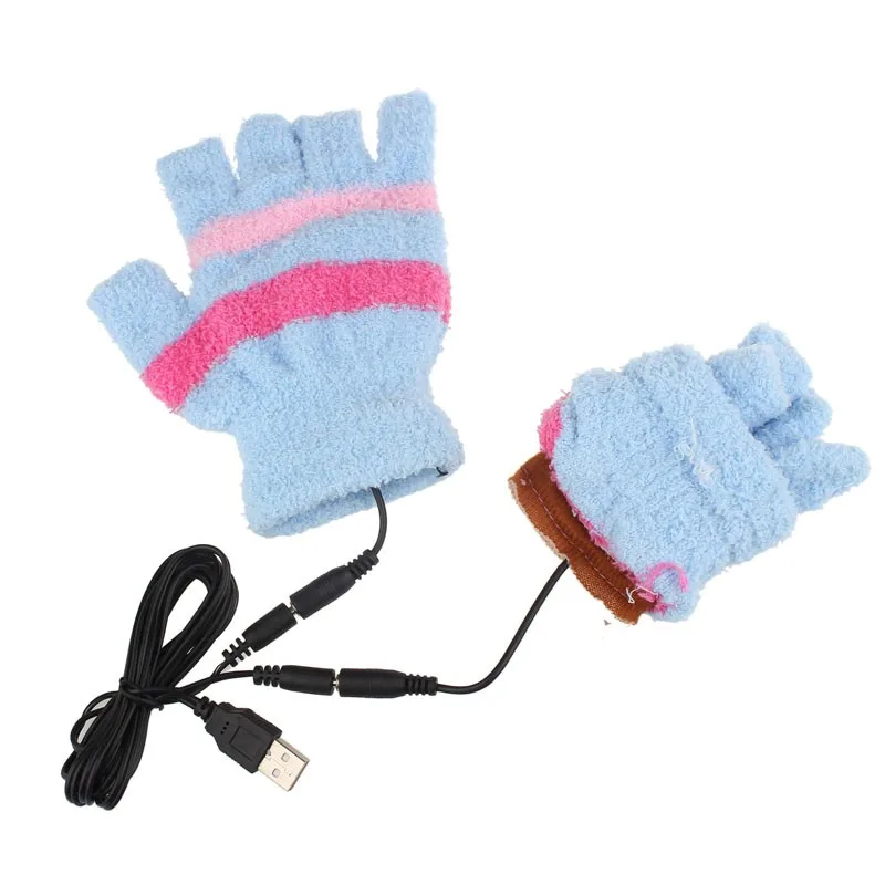 2018 Новое поступление USB зима Отопление Руки Теплые Перчатки Для женщин без пальцев девушки теплые варежки шерсть половины пальцев б Gants Gloves