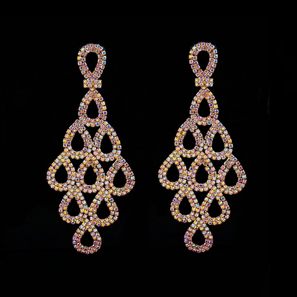 Shevalues AB Rhinestone Серьги для женщин длинные висящие серьги для женщин Элегантные Серьги Pendientes ювелирные изделия для банкета Вечерние