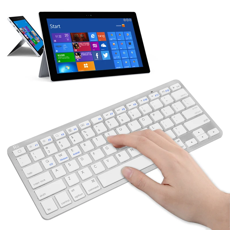 2015 Best Bluetooth клавиатура Rii bt09 ультра-тонкий Беспроводной соединения для ноутбука