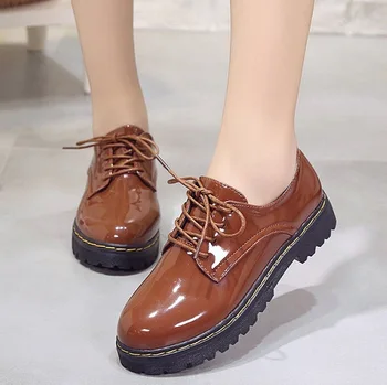 

2019NEW women ballet flats oxford flat shoes soft leather shoes ladies lace up white black loafers flats boat shoes