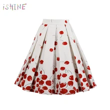 4 стиля 50 S Хепберн Стиль Ретро принт цветок летние юбки женские Высокая талия винтажная Юбка элегантная трапециевидная Расклешенная юбка S-2XL