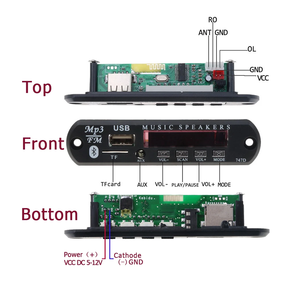 MP3 плеер декодер доска FM радио TF USB 3,5 мм AUX модуль Bluetooth приемник автомобильный комплект аудио для IPhone 8 XS Xiaomi Mi