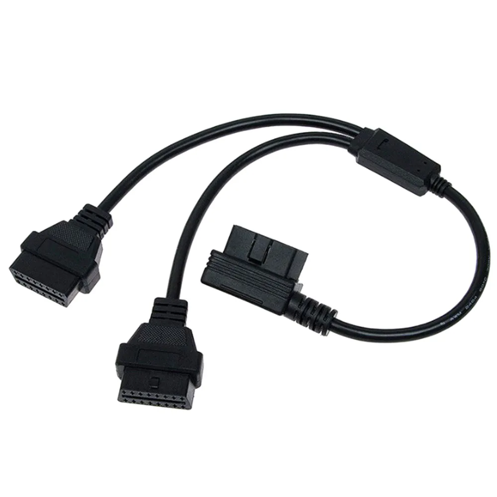 Кабель OBD II 16 Pin 2 разветвитель адаптер штекер на двойной удлинитель гнездовой