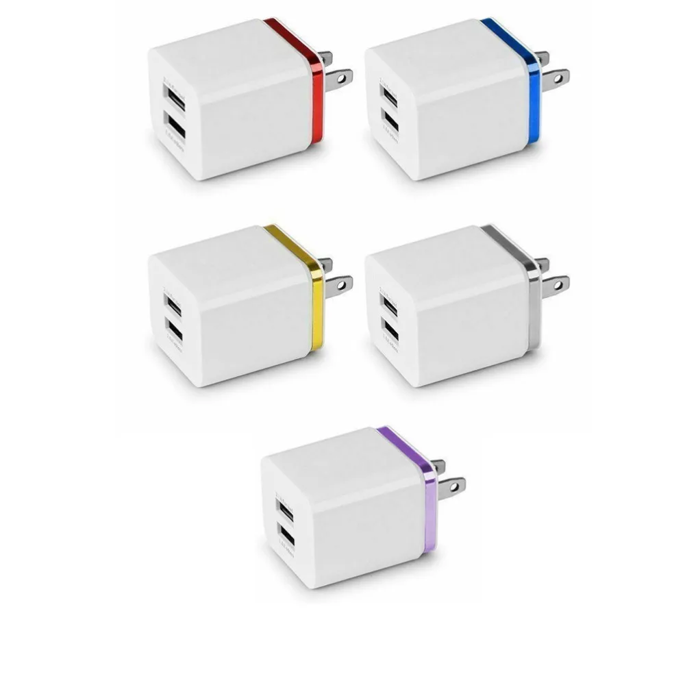 

High-quality Universal 5 Colors 5.1A Power Adapter Wall Charger 2 Ports USB US EU Plug Home Travel Charger For Phone Charger