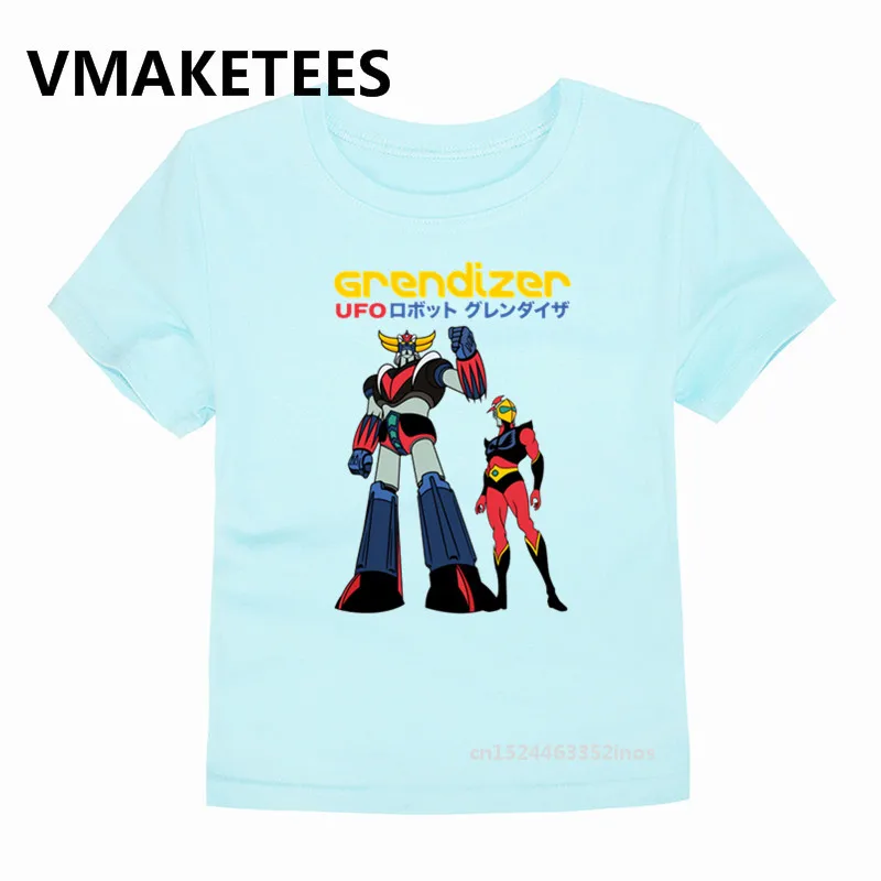 Футболка с принтом робот и Grendizer для мальчиков девочек летние детские топы