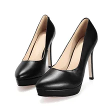 women high heel red pumps balk high heel plus size formal shoes Full Grain Leather Fashion Slip-On Thin Heels Free Shipping