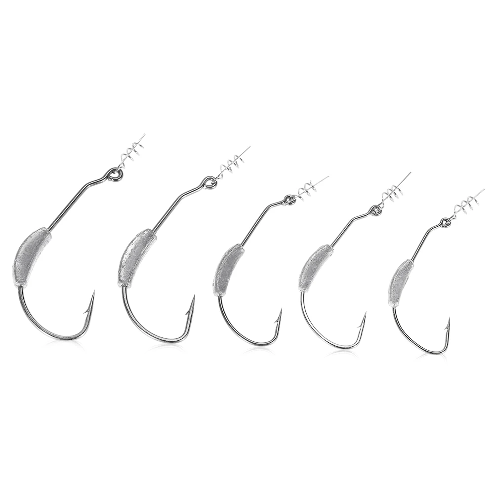 

5pcs/set High-carbon Steel Offset Hook with Lead Sinker Spring Pin Fishhooks Fishing Tackle Bait Holder