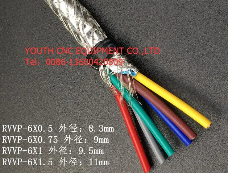 

Farrow Cable RVVP, 1m High quality 0.5^mm2 6 cores Shielded Cable for spindle, inverter and step motors, electrical cables etc.