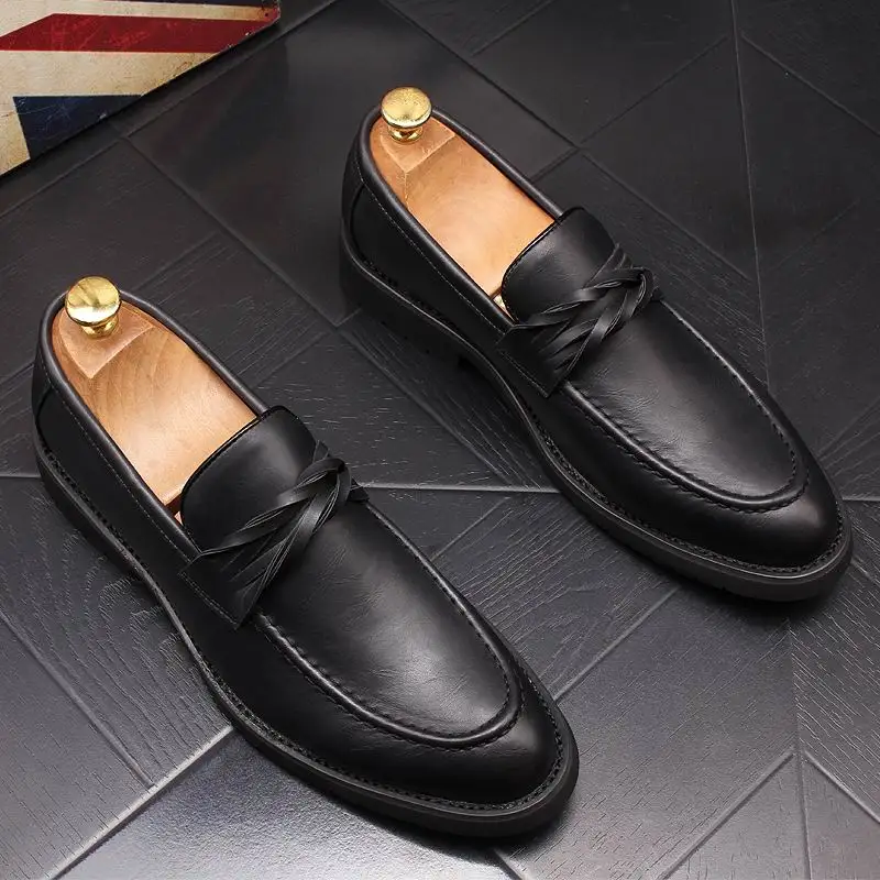 ERRFC New Arrival Fashion Men Brown Formal Shoes Pointed Toe Slip On Black Boat Shoes Man PU Leather Office Carrer Shoes 38-44