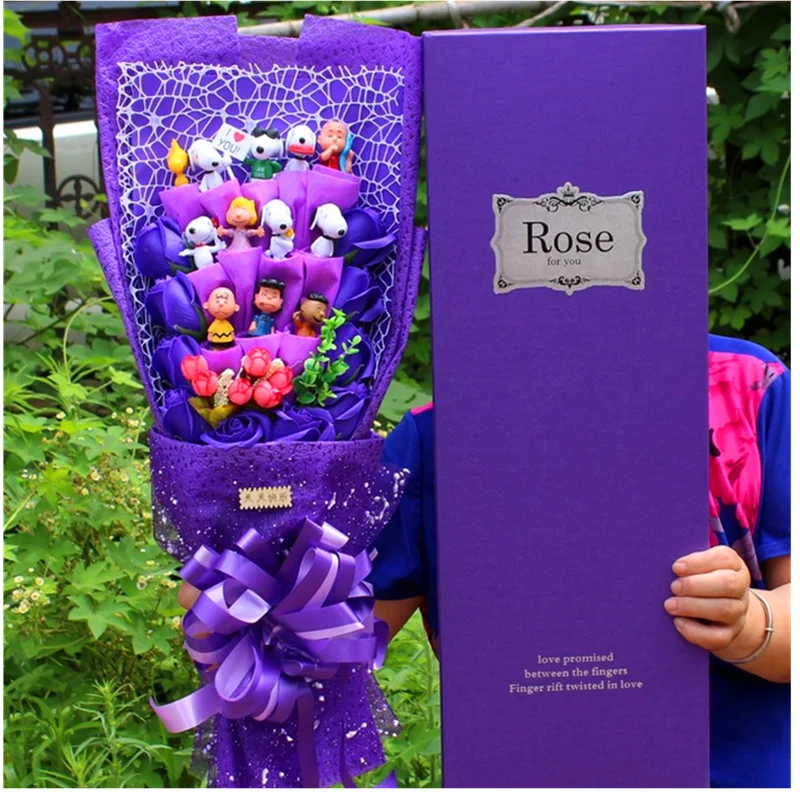 

Valentines Day Gifts Box-packed Dog Cartoon Doll Bouquets Box Creative Handmade Rose Graduation Gift for Girl H277
