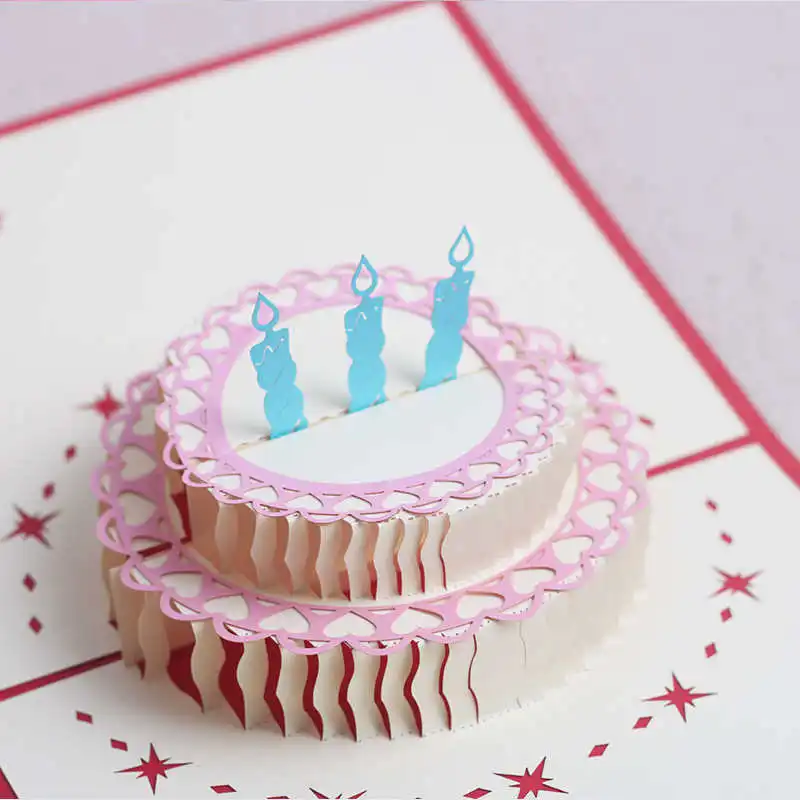 

DoreenBeads Handmade Happy Birthday 3D Blessing Card For Children Adults Employee Paper Sculpture Party Decoration 1PC